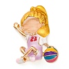 Cute Girl with Ball Enamel Pins JEWB-Z031-05KCG-01-2