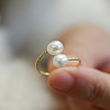 Natural Freshwater Pearl Oval Beaded Cuff Rings WG91F01-01-2