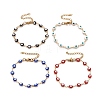 Enamel Oval with Evil Eye Link Chains Bracelet BJEW-P271-04G-1