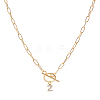 1Pc 304 Stainless Steel Chain & Brass Micro Pave Cubic Zirconia Letter Pendant Necklaces NJEW-LP0001-36Z-G-1