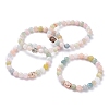 Natural Morganite Round Beads Stretch Bracelet for Teen Girl Women BJEW-JB07061-1