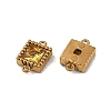 Ion Plating(IP) 304 Stainless Steel Cubic Zirconia Square Links Connector Charms STAS-K256-24G-09-2