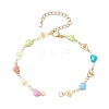 304 Stainless Steel Enamel Colorful Heart Link Chain Bracelet Making AJEW-JB01304-1