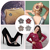 4Pcs 4 Colors Rhinestone with PU Leather Iron/Sew on Appliques DIY-FH0006-99-6