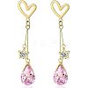 Alloy Rhinestone Heart & Star & Teardrop Stud Dangle Earrings for Women WG86E07-01-5