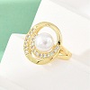 Brass Micro Pave Cubic Zirconia Finger Rings for Women RJEW-D340-02G-05-5