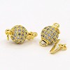 Round Brass Micro Pave Cubic Zirconia Box Clasps ZIRC-D027-02G-1