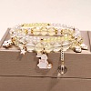 2Pcs 2 Styles Plastic & Glass Beaded Stretch Bracelets FS-WGE3E77-06-1