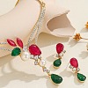 Teardrop Zinc Alloy & Glass & Resin Pearl Pendant Necklace & Stud Dangle Earrings Sets FS-WG17E32-01-5