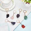 DELORIGIN 6Pcs 6 Style Nuggets Gemstone Pendant Keychain KEYC-DR0001-05A-3