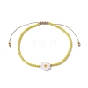 Flower Natural Shell & Glass Seed Braided Bead Bracelets BJEW-JB09921-01-1
