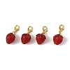 4Pcs Handmade Lampwork Strawberry Pendant Decorations HJEW-FS00041-04-3
