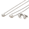 Flat Round Plastic Imitation Pearl Pendant Necklaces & Bracelets & Stud Earrings Sets SJEW-C004-02P-2