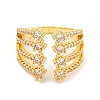 Brass Micro Pave Clear Cubic Zirconia Wide Open Cuff Rings for Women RJEW-L121-009G-2
