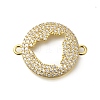 Rack Plating Brass Micro Pave Clear Cubic Zirconia Hollow Connector Charms KK-M079-13G-1