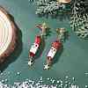 Christmas Theme Brass Clear Cubic Zirconia Dangle Stud Earrings EJEW-MZ00552-01-1