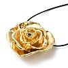 Zinc Alloy Rose Flower Pendant Necklace with Leather Cords NJEW-D044-01KCG-2