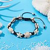 Synthetic Turquoise Starfish & Turtle Braided Bead Bracelet BJEW-TA00388-02-2