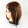 Women's Dyed Feather Braided Suede Cord Headbands OHAR-R188-01-2