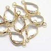 Golden Tone Brass Glass Teardrop Links connectors GLAA-J010A-G-2