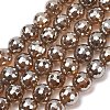 Electroplated Natural Agate Beads Strands G-B191-A07-10mm-17-1