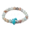 8MM Round Natural Flower Amazonite Beaded Stretch Bracelets BJEW-JB10217-03-1