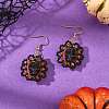 Halloween Gothic Synthetic Turquoise Skull Dangle Earrings EJEW-MZ00807-3