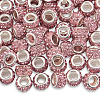 80Pcs Polymer Clay Rhinestone European Large Hole Beads with Silver Color Plated Brass Cores FPDL-LT0001-02C-7
