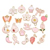 Pink Alloy Enamel Pendants AL-CBAABEF-02-1