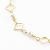 Brass Rhombus Link Chain Anklets AJEW-AN00431-2