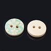 2-Hole Wooden Printed Buttons WOOD-S040-48-2