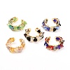 Glass Chip Beads Cuff Ring for Teen Girl Women RJEW-JR00398-1