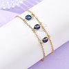 Brass Cable Chains & Rice Natural Cultured Freshwater Pearl Double Layers Bracelets for Women BJEW-JB14135-02-1