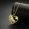304 Stainless Steel Heart with Horse Pendant Necklaces FS-WG9C853-02-1