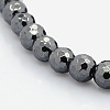 Faceted Round Non-magnetic Synthetic Hematite Beads Strands G-P061-60-8mm-1