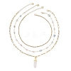 Natural Quartz Crystal Double Terminated Pointed Bullet Pendant 304 Stainless Steel & Brass Chain 3 Layer Necklaces for Women NJEW-JN05477-03-4