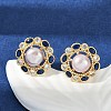 Brass Imitation Pearl Stud Earrings KK-D301-08G-5