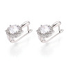 Brass Micro Pave Clear Cubic Zirconia Flower Hoop Earrings EJEW-T048-33P-1