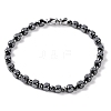 Faceted Round & Cube Synthetic Non-Magnetic Hematite Beaded Bracelets for Women BJEW-Q345-05-1