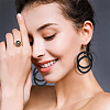 FIBLOOM 6 Pairs 6 Colors Wood Double Ring Dangle Earrings with Iron Pins for Women EJEW-FI0002-38-6