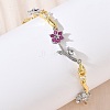 Brass Micro Pave Cubic Zirconia Link Chain Bracelets for Women BJEW-C156-04B-03GP-1