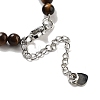 Natural Tiger Eye Round & Synthetic Non-magnetic Hematite & White Shell Beaded Bracelets for Women BJEW-K251-02G-4