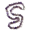 8mm Faceted Round Natural Blue Lace Agate Beaded Necklaces NJEW-F327-01A-05-1