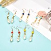 Teardrop Glass Pearl Beads Dangle Earrings with Glass Beads EJEW-JE04619-2