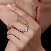 Flat Round Rhodium Plated 925 Sterling Silver Moissanite Finger Rings for Women WG84544-17-2