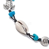 3Pcs 3 Styles Beach Starfish Turtle Synthetic Magnesite & Turquoise & Natural Cowrie Shell Beaded Anklets AJEW-AN00687-5