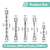 150Pcs 5 Styles 304 Stainless Steel Connector Charms STAS-DC0016-22-2