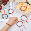6Pcs Round Natural Rudraksha Beaded Braided Bead Bracelets BJEW-DC00021-3
