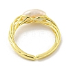 Brass Open Cuff Rings with Natural Pearl RJEW-H220-32G-3