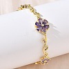 Brass Micro Pave Cubic Zirconia Link Chain Bracelets for Women BJEW-C156-04D-01G-1